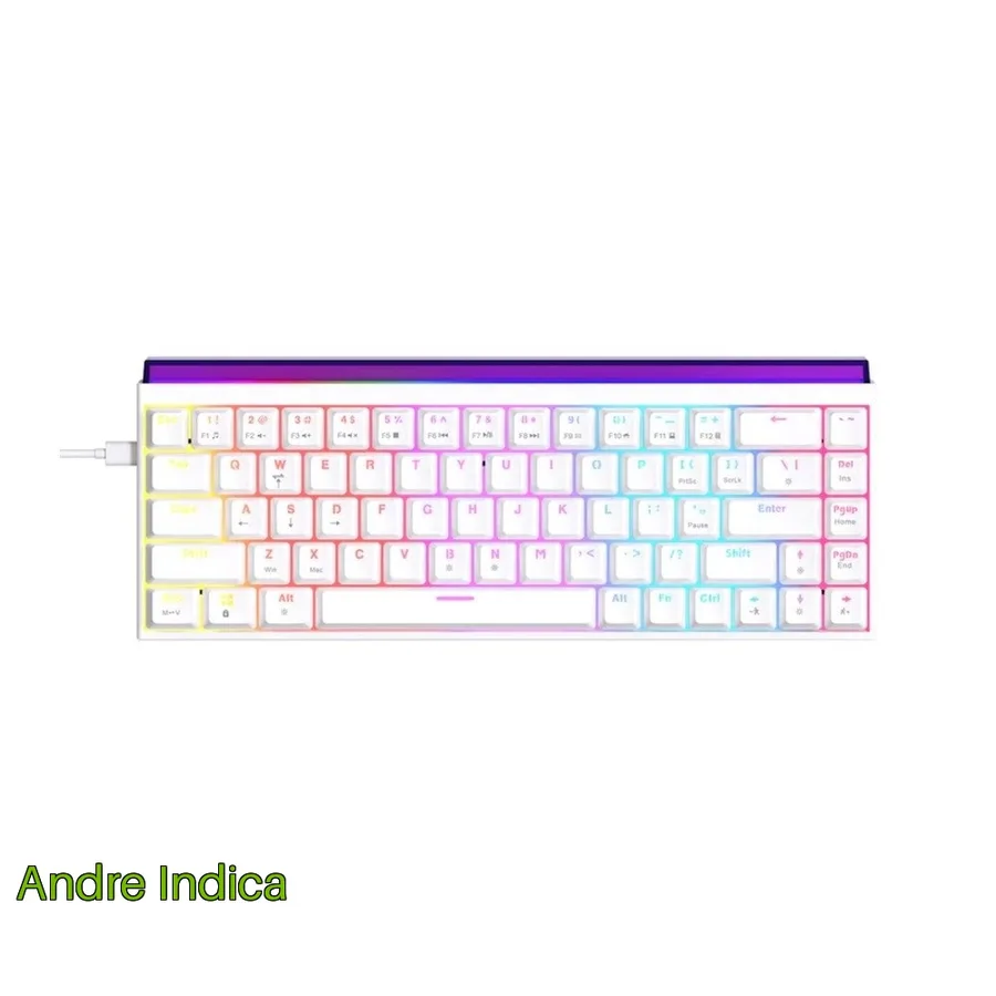 Teclado Mecanico Gamer Ajazz Nk68 Rgb Switch Red Keycaps Pbt Hotswap Branco Ajazz Nk68 W1 Oem Wh R