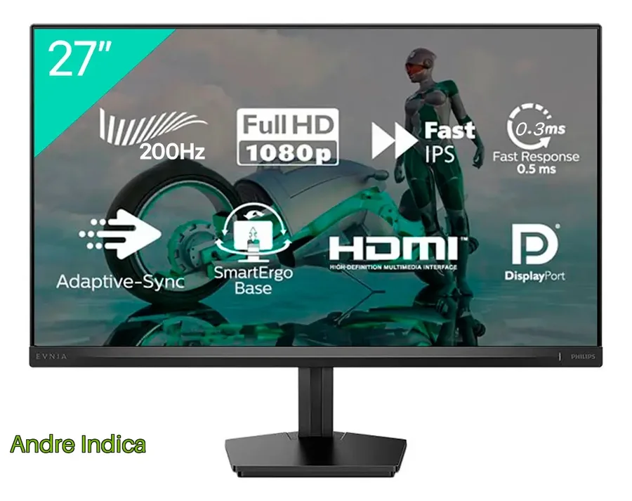 Monitor Gamer Philips Evnia 27 200hz 0,3ms Ips Full Hd Preto