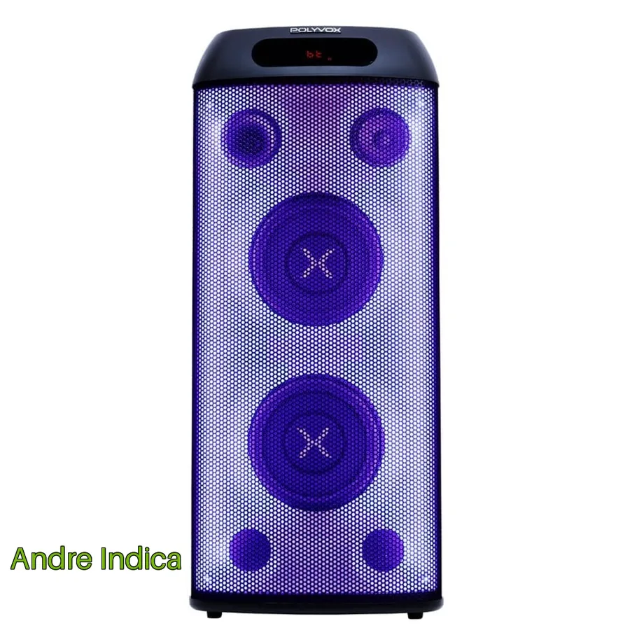 Torre De Som Amplificada Polyvox Tws 3 Vias Full Led 800W Bluetooth Bivolt Preto Xt 660T