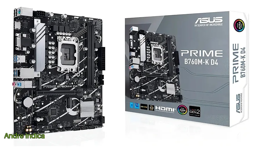 Placa-mãe Asus Prime B760m-k D4 Intel 1700 ie 4.0 Preto