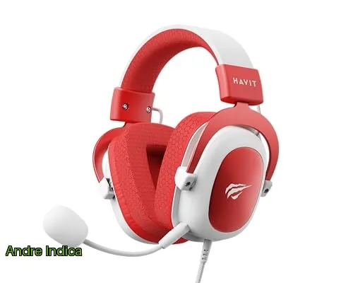 Havit Headphone Fone de Ouvido H2002d Red, Gamer, com Microfone, Falante 53mm, Plug 3, 5mm compatível com XBOX ONE e PS4, HV-H2002d Cor Vermelho e Branco