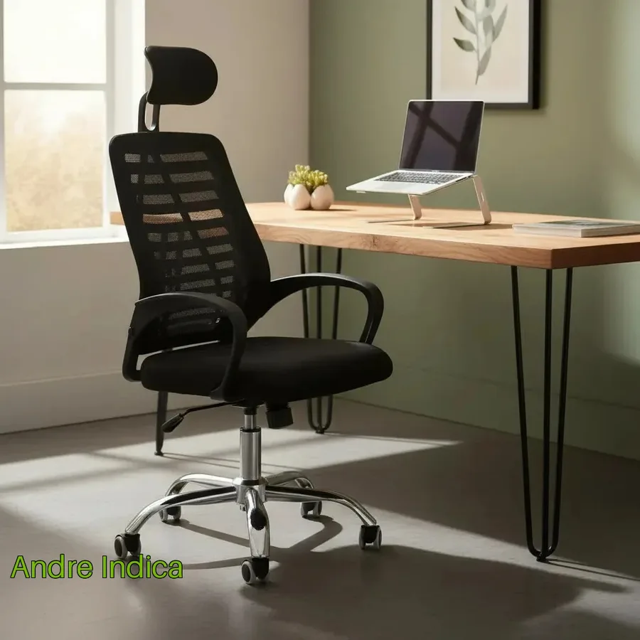 Cadeira Executiva Eike Mesh Zebra Alta Preta Giratória Ergonômica Com Reclinável