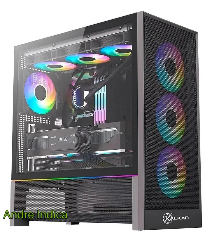Gabinete Gamer Kalkan Hakon Pro E-atx Vidro Temperado Preto