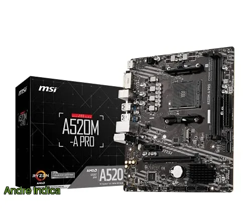Placa Mãe MSI A520M-A PRO AM42xDDR4HDMIDVI-DM.2USB 3.2