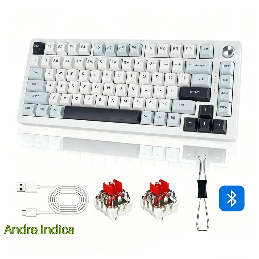 Teclado Gamer Mk32 75 2.4ghzusb-cbt5.0, Inglês Us Branco