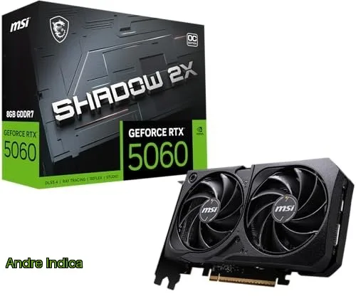 Placa de Video MSI RTX 5060 Shadow 2X OC, 8GB, GDDR7-912-V537-037