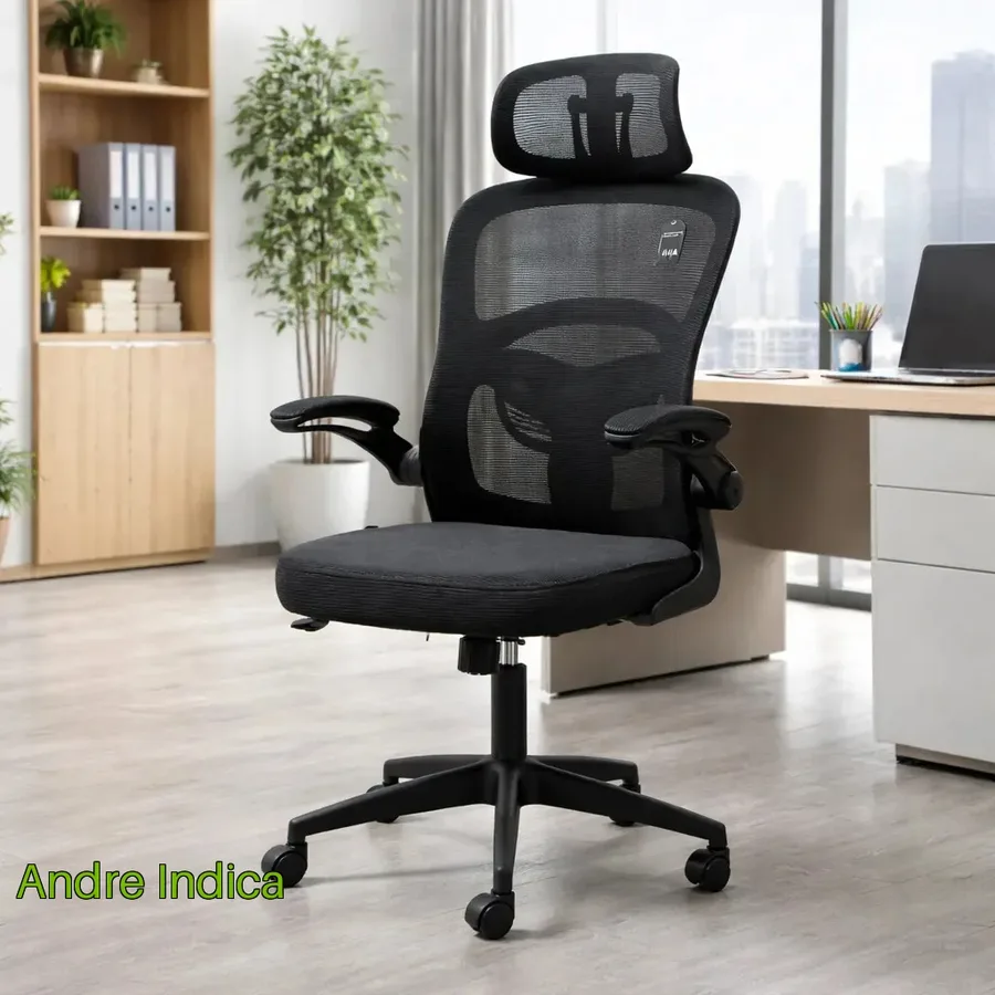 Cadeira de Escritório Vincere Brasil Elegance Graphite II Ergonômica com Apoio Lombar Preta em Malha