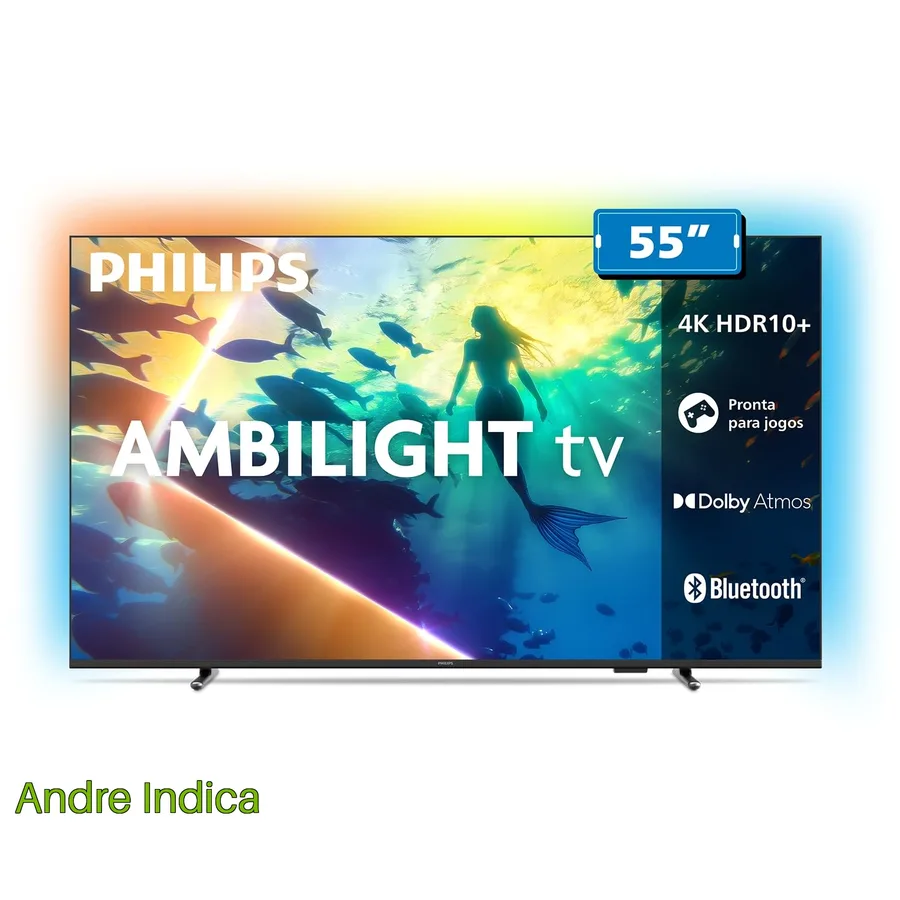 PHILIPS, Smart TV Ambilight 55 4K, Titan OS, 55PUG810078, Comando de Voz, HDR10Dolby Atmos, VRRALLM, Bluetooth