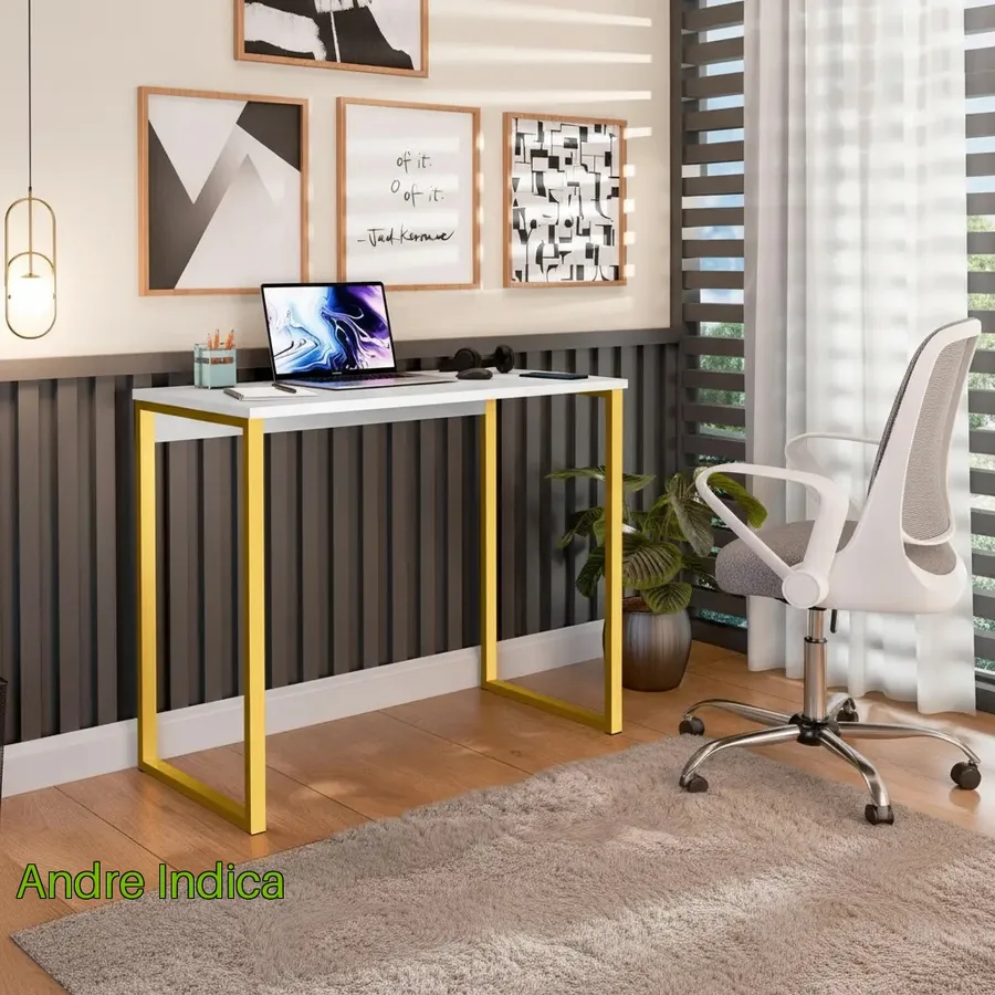 Escrivaninha Industrial Mesa Estudo Aparador Office Aço Mdf