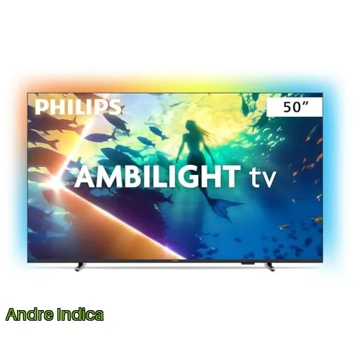PHILIPS, Smart TV Ambilight 50 4K, Titan OS, 50PUG810078, Comando de Voz, HDR10Dolby Atmos, VRRALLM, Bluetooth