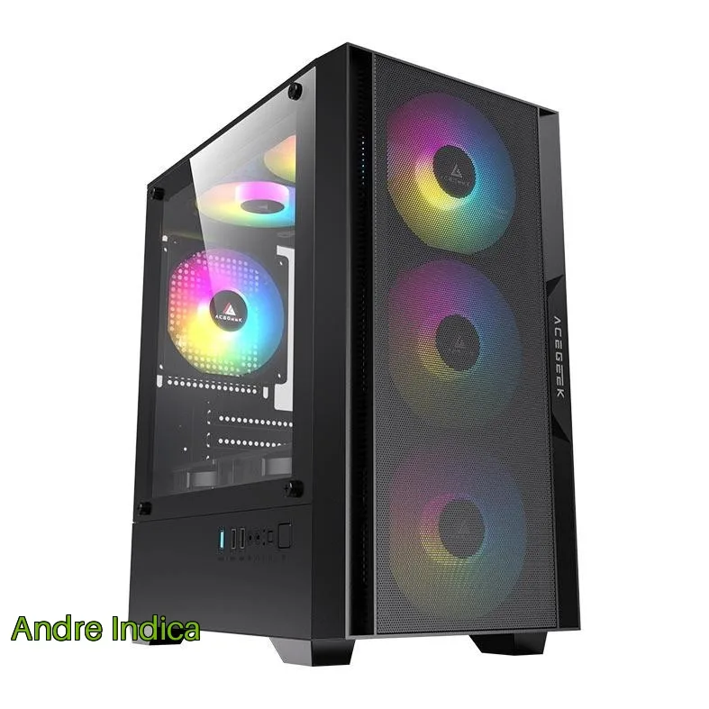 Gabinete Gamer Acegeek Stratus Mesh, Mid-Tower, Lateral de Vidro, Preto, AG-STRATUS-MESH-BK