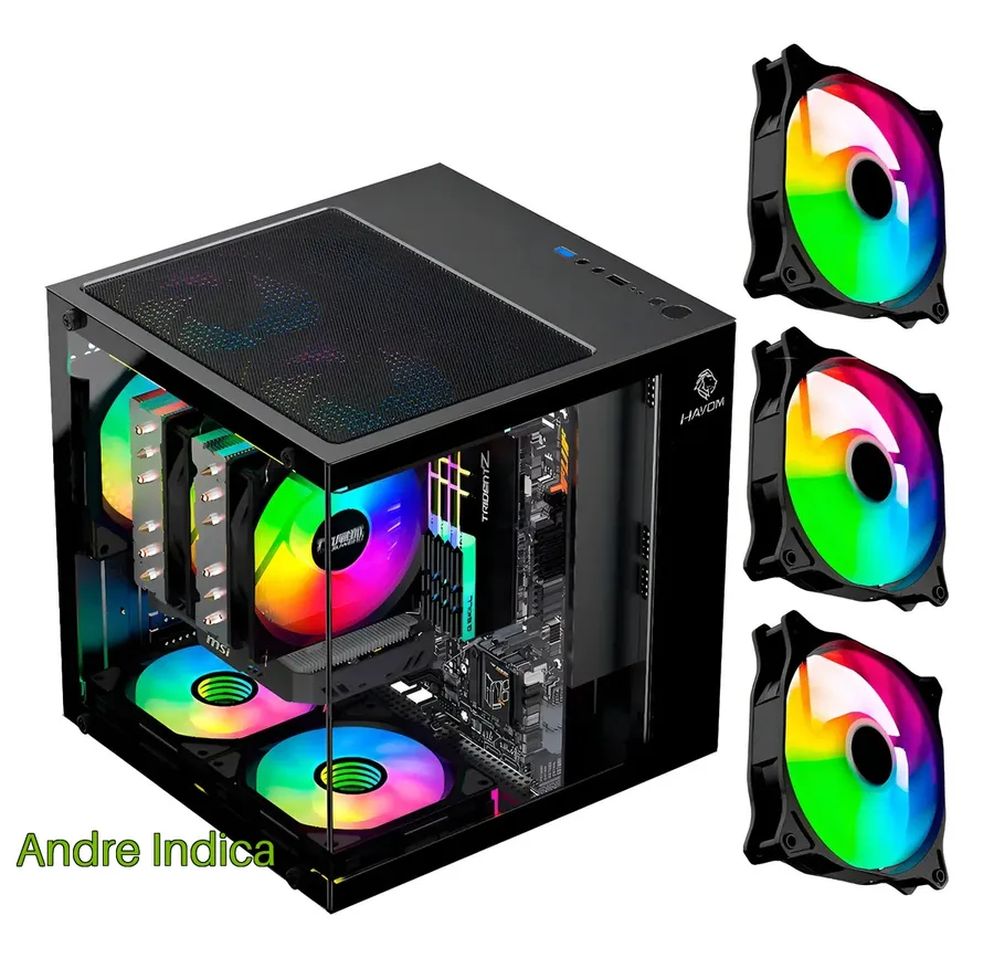 Mini Gabinete Gamer Gb1787 Preto Com 3 Fans Rgb Micro-atx