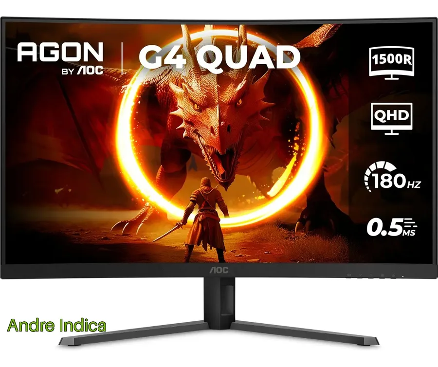 Monitor Gamer Curvo AOC AGON QUAD 32 180Hz 0,5ms HDR10 CQ32G4E Preto