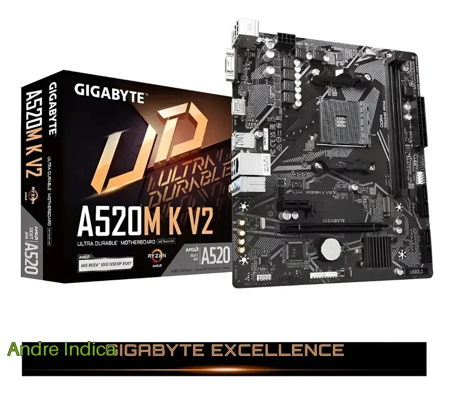 Placa Mãe Gigabyte Ultra Durable A520m Kv2 Amd Am4 Matx Ddr4 Preto