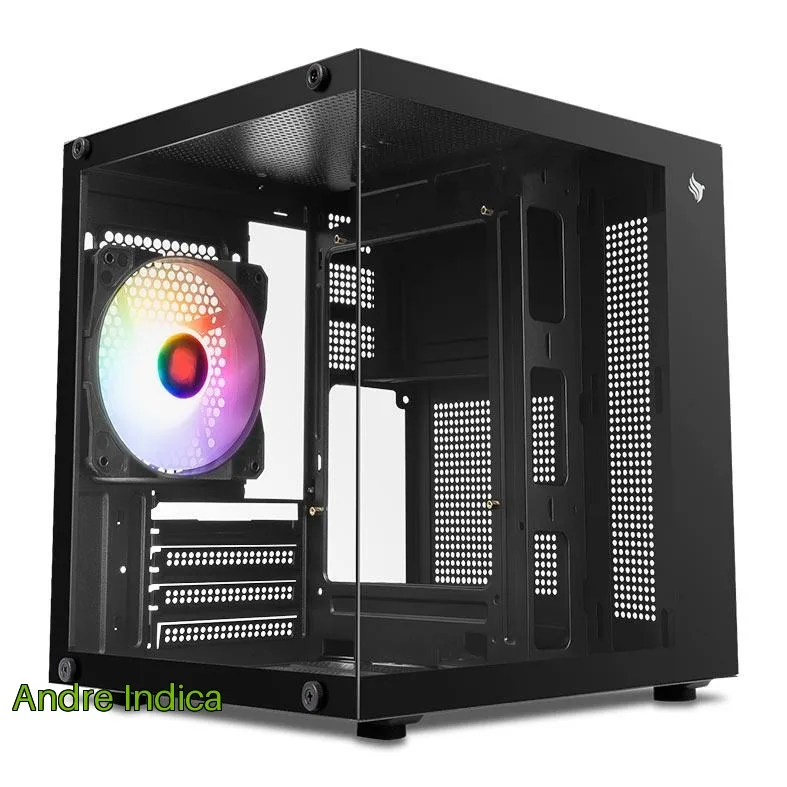 Gabinete Gamer Aquário Pichau Atom, Mini-Tower, Lateral de Vidro, Com 1 Fan, Preto, PG-ATOM-BK