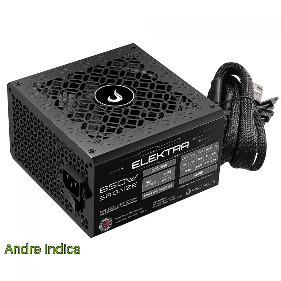 Fonte Rise Mode Elektra, 650W, 80 Plus Bronze, PFC Ativo, Preto, RM-PSU-ELK-650-B