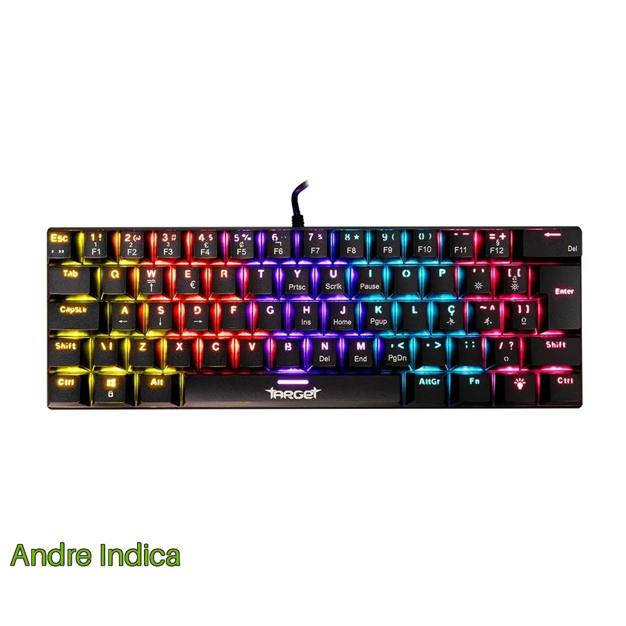 Teclado Mecanico TGT Sherman V3 C1, Rainbow, ABNT2, Switch Marrom, Preto, TGT-SHRC-BR01