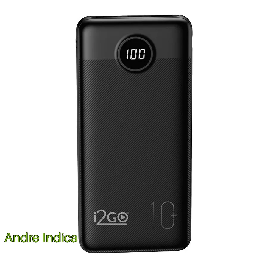 I2GO, Carregador Portátil Power Bank Ultra Rápido 10000mAh, Power Delivery 20W, 2 Saídas USB  1 SaídaEntrada USB-C, Preto, i2GO PRO