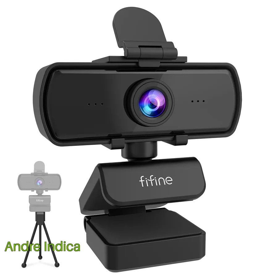 Webcam FIFINE 1440p Full HD para PC com Microfone, Tripé, para Desktop e Laptop